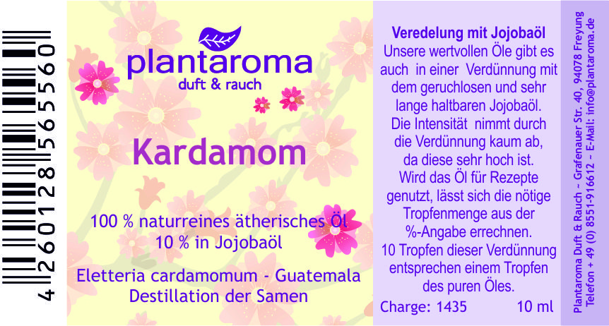 Kardamom in 100 % naturreinem Jojobaöl