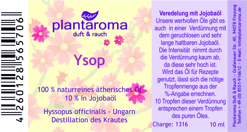 Ysop in 100 % naturreinem Jojobaöl