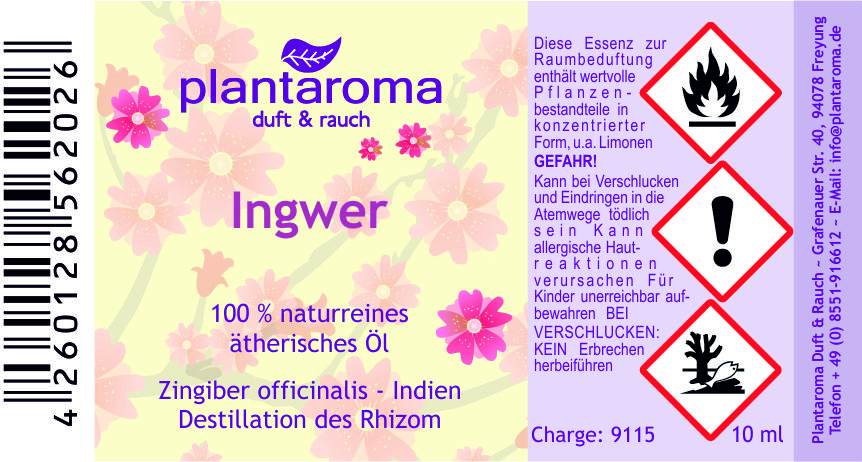 Ingwer, 100 % naturreines ätherisches Öl