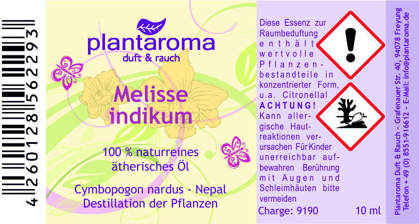 Melisse indikum, 100 % naturreines ätherisches Öl