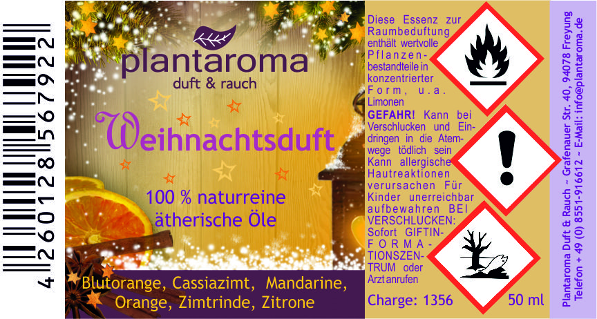 Weihnachtsduft, 100 % naturreine ätherische Öle
