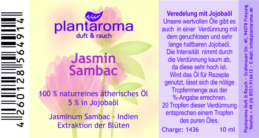 Jasmin sambac in 100 % naturreinem Jojobaöl